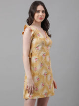 Mustard-Toned Casual Western Dress